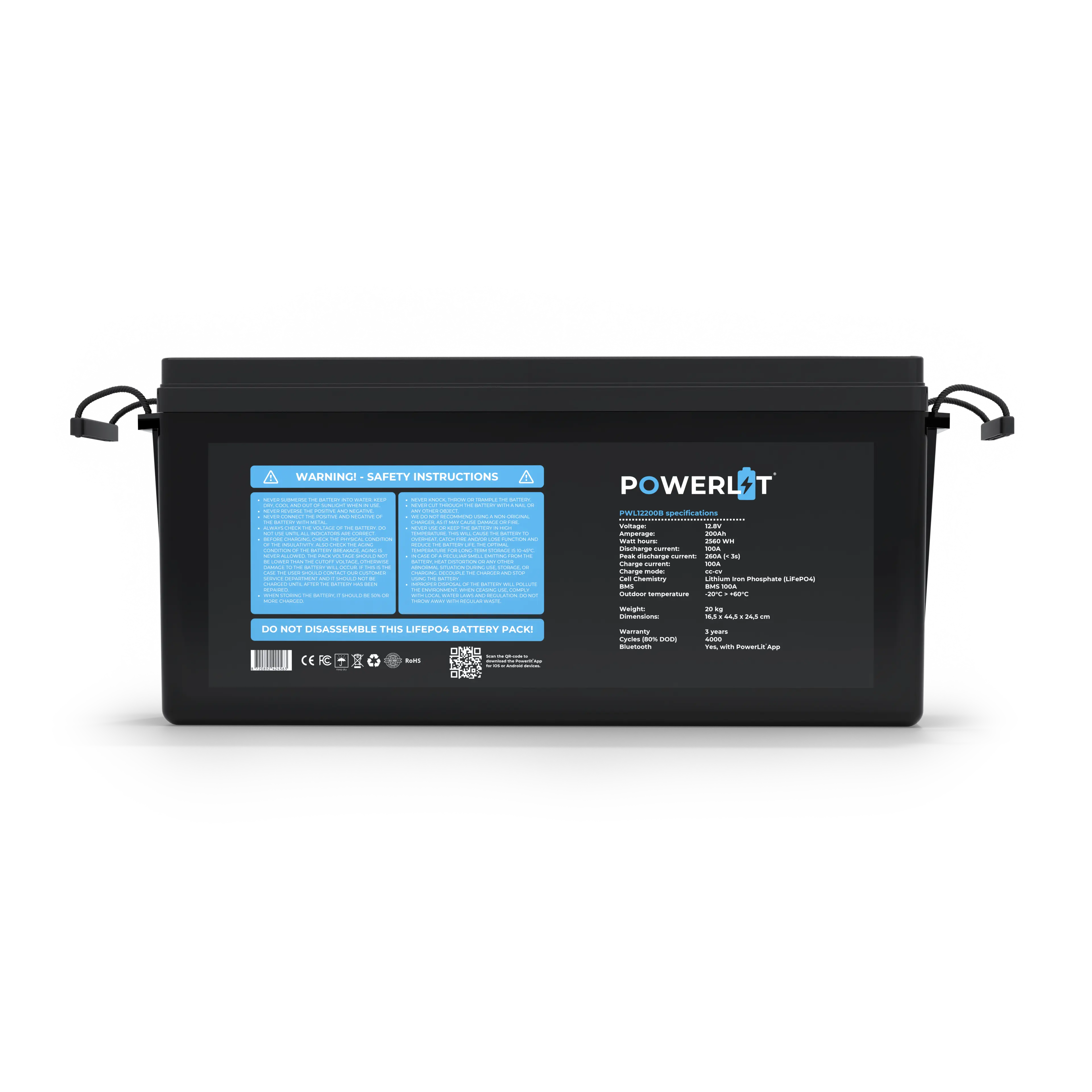 PWL12200B - 12V 200Ah LFP accu