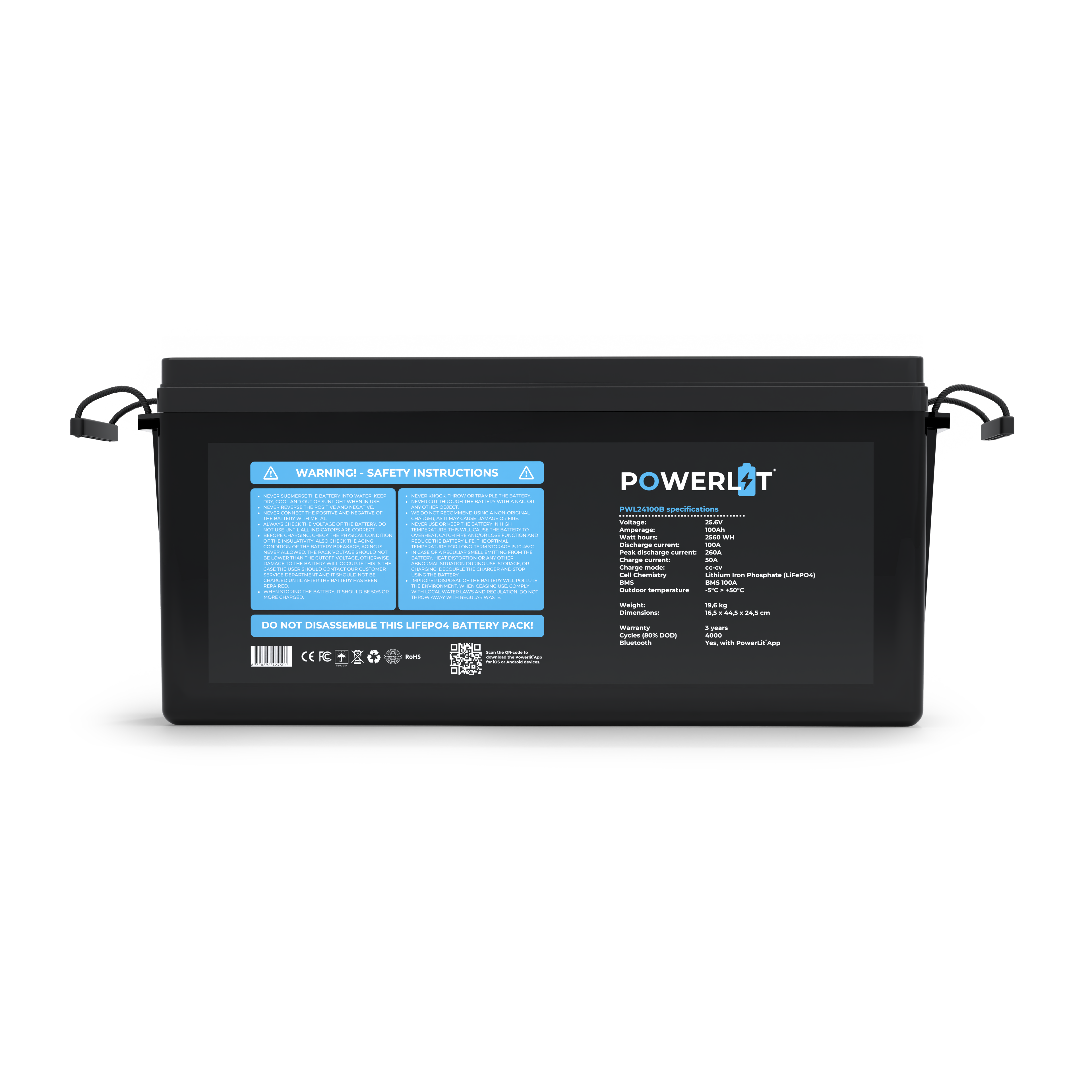 PWL24100B - 24V 100Ah LFP accu