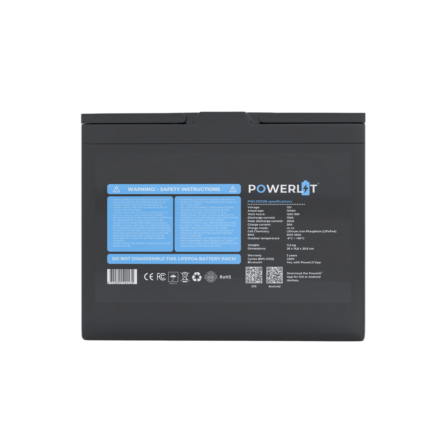 PWL12100B - 12V 100Ah LFP accu