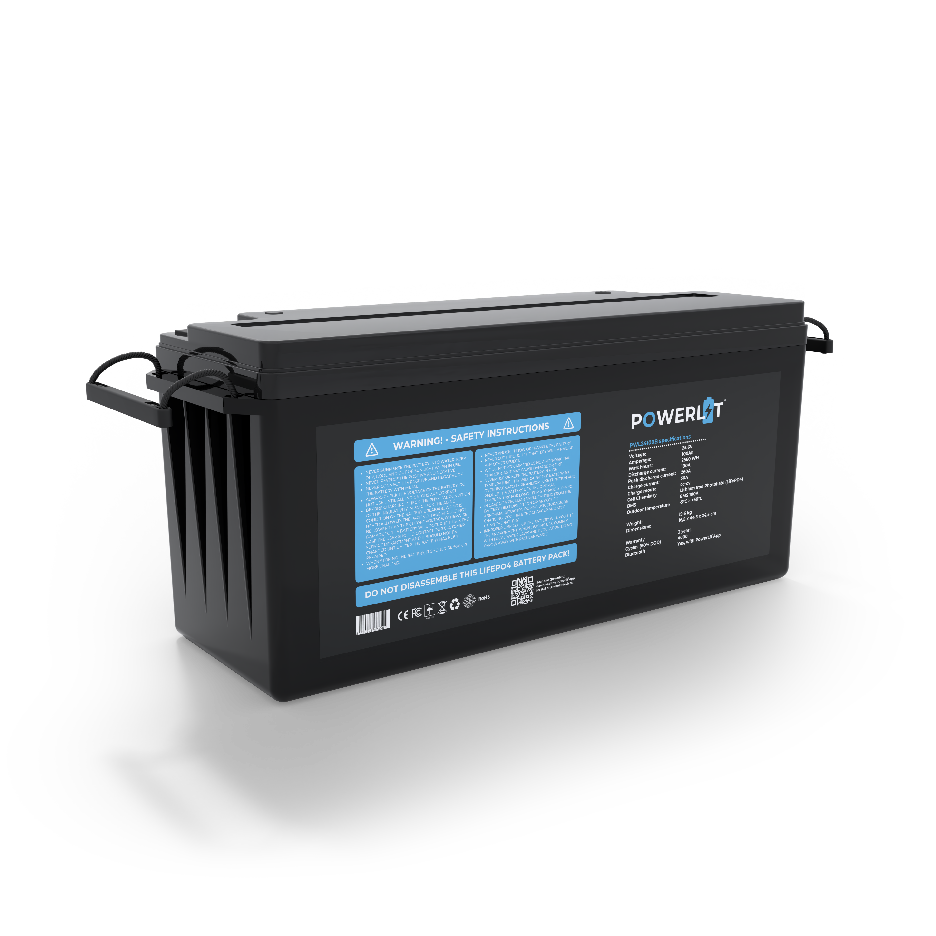 PWL24100B - 24V 100Ah LFP accu