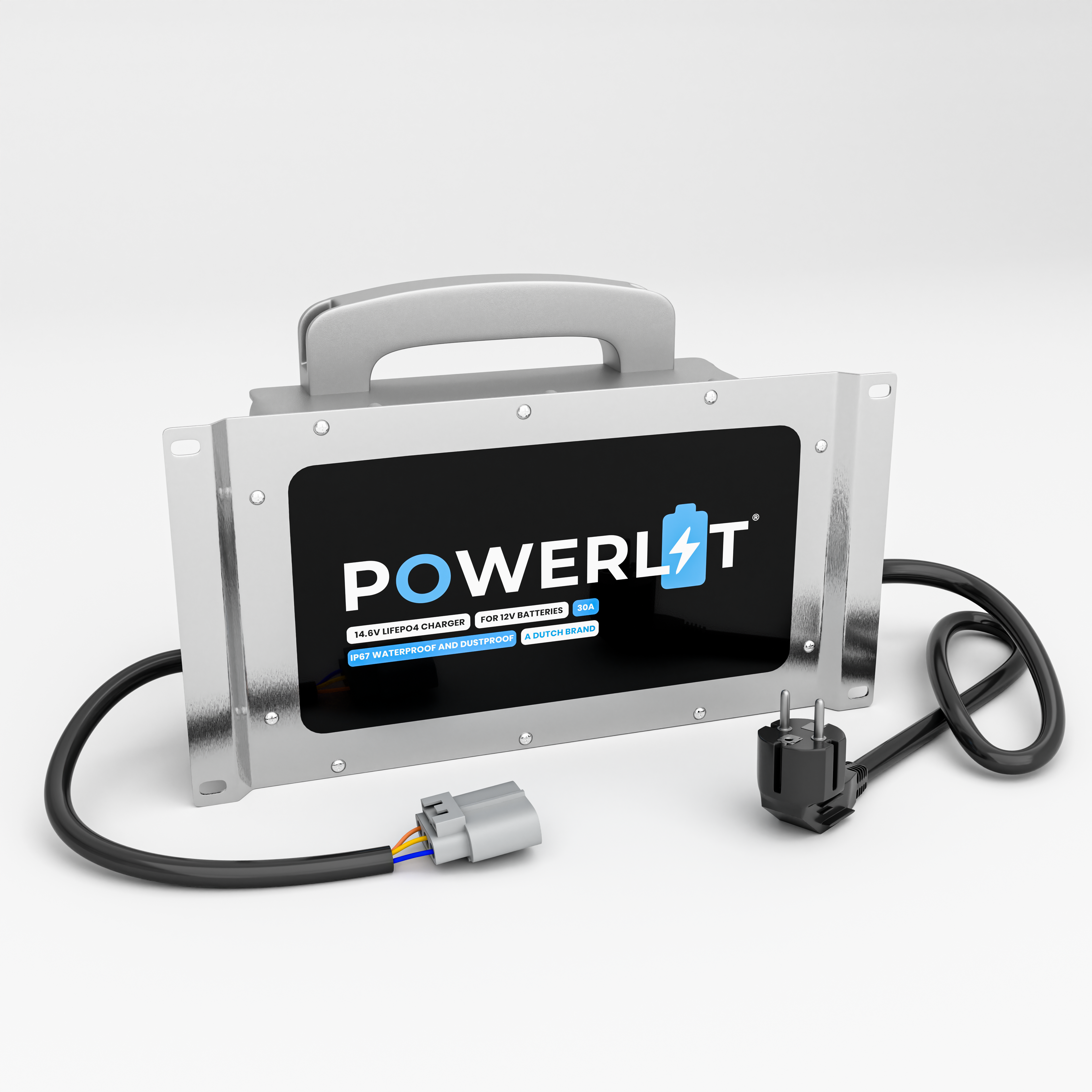 Powerlit® 12V 30A Lithium LiFePO4 Acculader – Waterdicht – Lader voor Boot, Camper, Heftruck en Golfkar